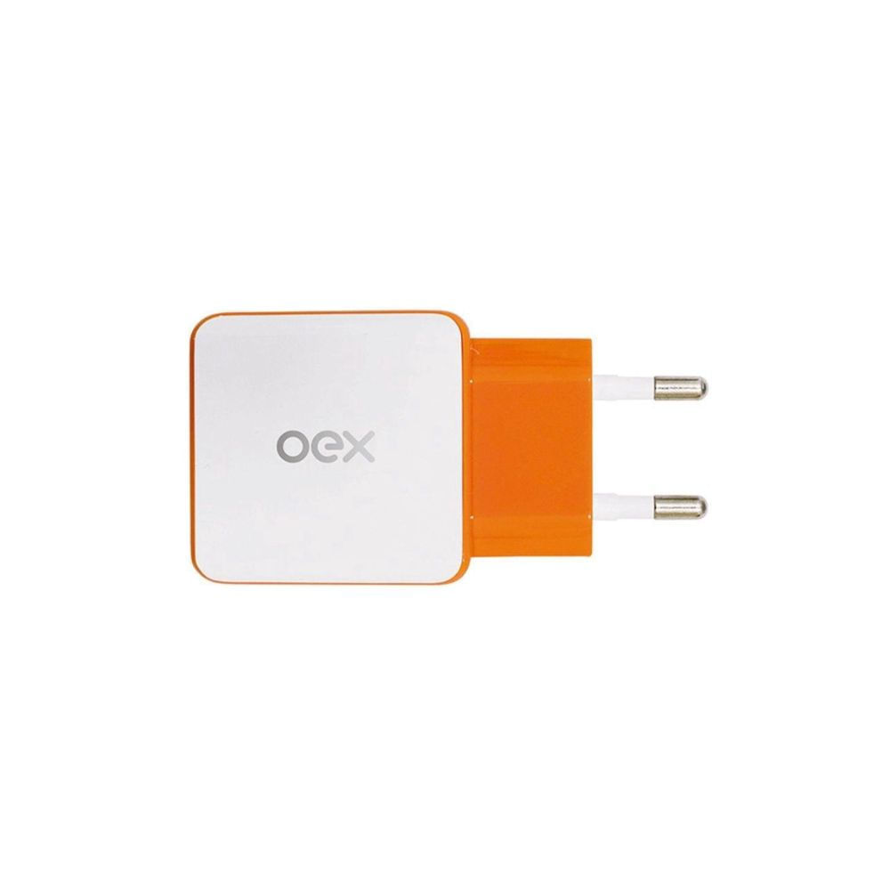 Carregador De Tomada Com Duas Entradas Usb Oex Cg201 - Laranja