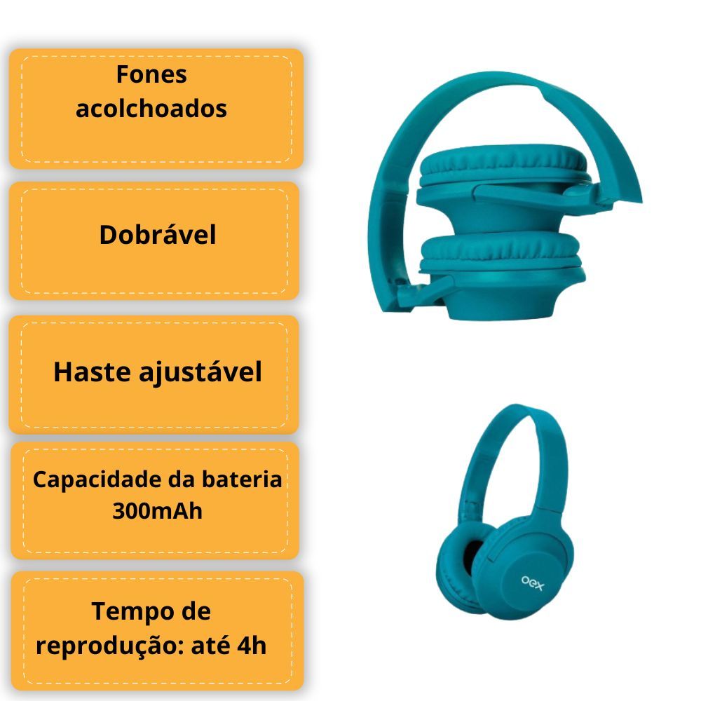 Encontraproduto.com.br - Fone De Ouvido Headset Sem Fio Bluetooth Flow Oex Hs307