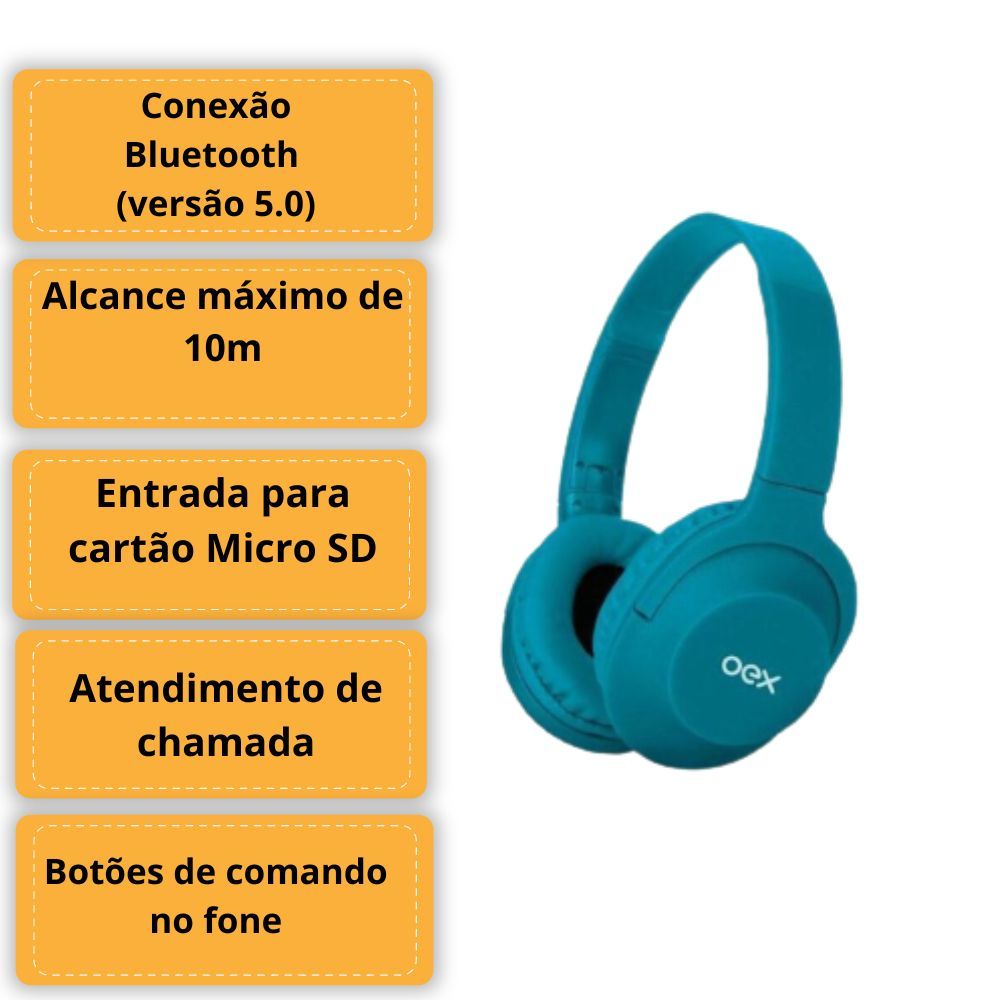 Encontraproduto.com.br - Fone De Ouvido Headset Sem Fio Bluetooth Flow Oex Hs307