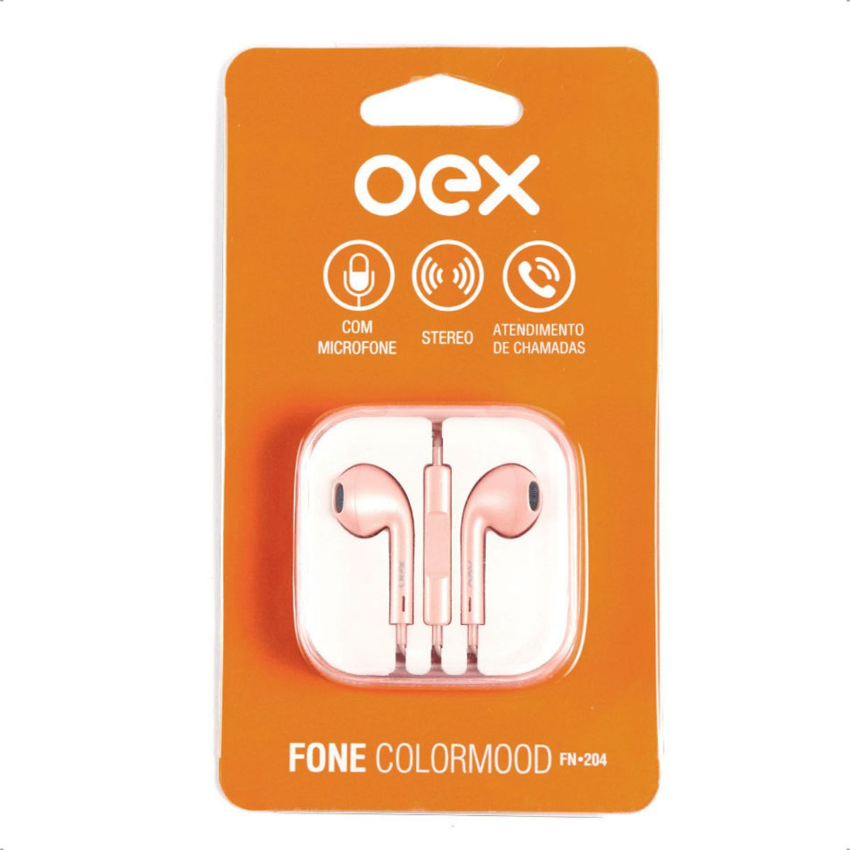 Encontraproduto.com.br - Fone De Ouvido Intra Auricular Com Microfone Oex Colormood Fn204 - Rosa Metalizado