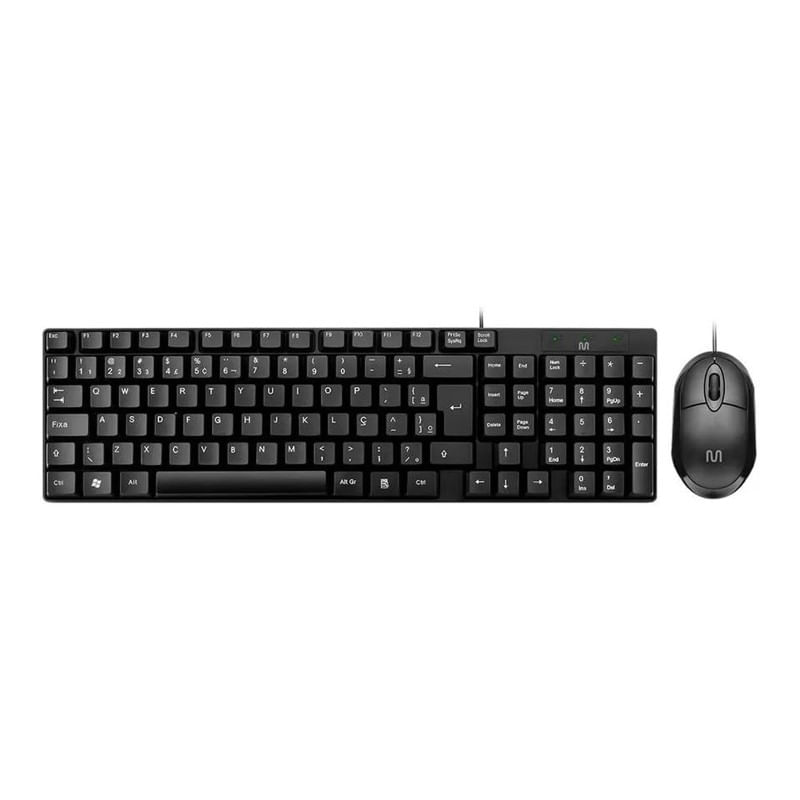 Encontraproduto.com.br - Kit Teclado e Mouse USB 1200dpi ABNT2 TC309 Preto - Multilaser