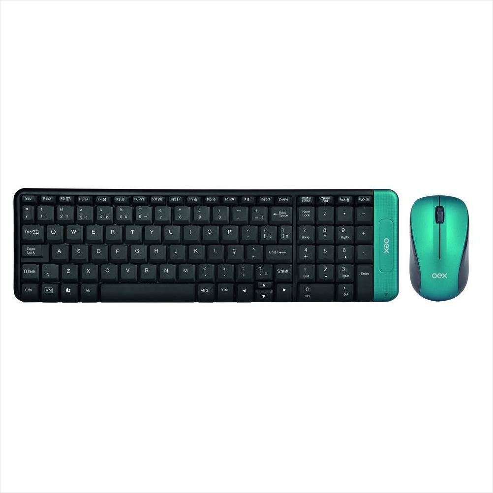 Encontraproduto.com.br - Teclado e Mouse Sem Fio OEX Blend Verde