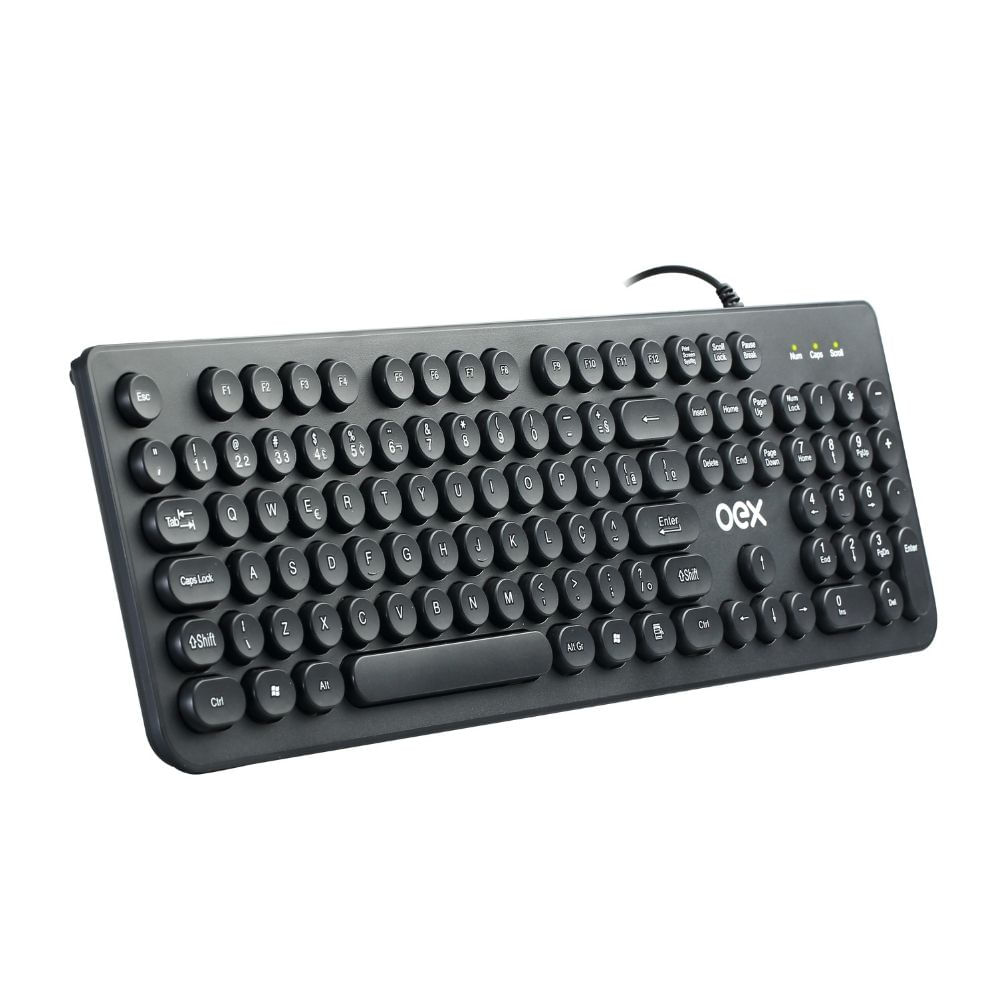 Encontraproduto.com.br - Teclado Com Fio Oex Pop - Teclas Redondas Preto