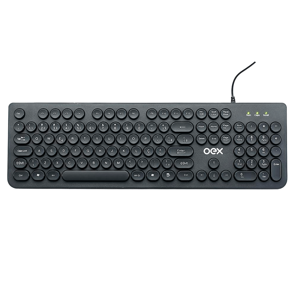 Encontraproduto.com.br - Teclado Com Fio Oex Pop - Teclas Redondas Preto