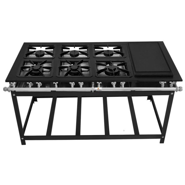 Encontraproduto.com.br - Fogão Serv Kenok 6 Bocas 3 Duplas Com Bifeteira Baixa Pressão Fbse6b.821
