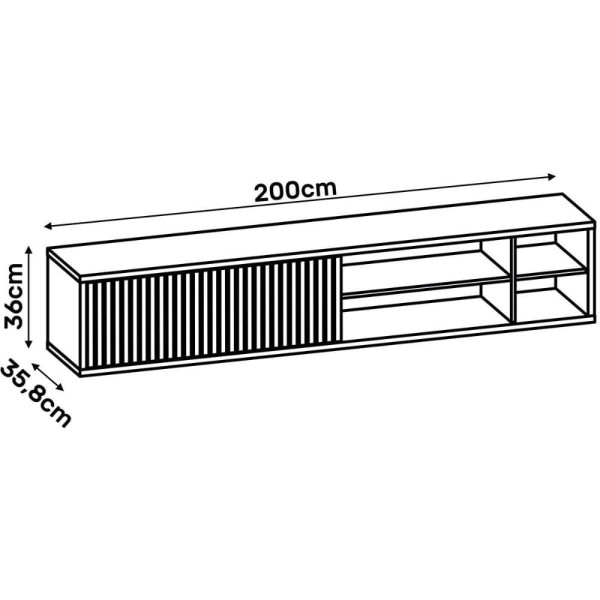 Encontraproduto.com.br - Rack para TV Greta até 70 Polegadas c/ 1 Porta de Correr e 4 Nichos Off White/Demolição - DJ Móveis