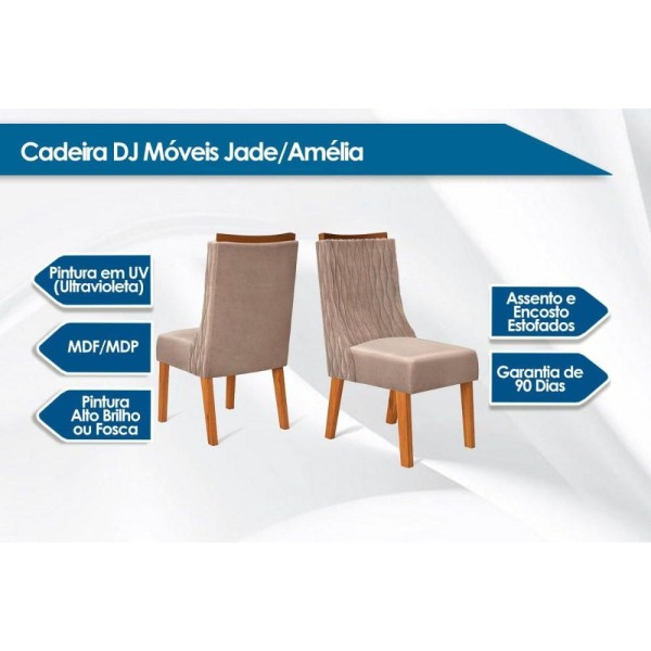 Encontraproduto.com.br - Cadeira Sala de Jantar Jade Kit 2 Un Rústico Malbec/Veludo Moca - DJ Móveis