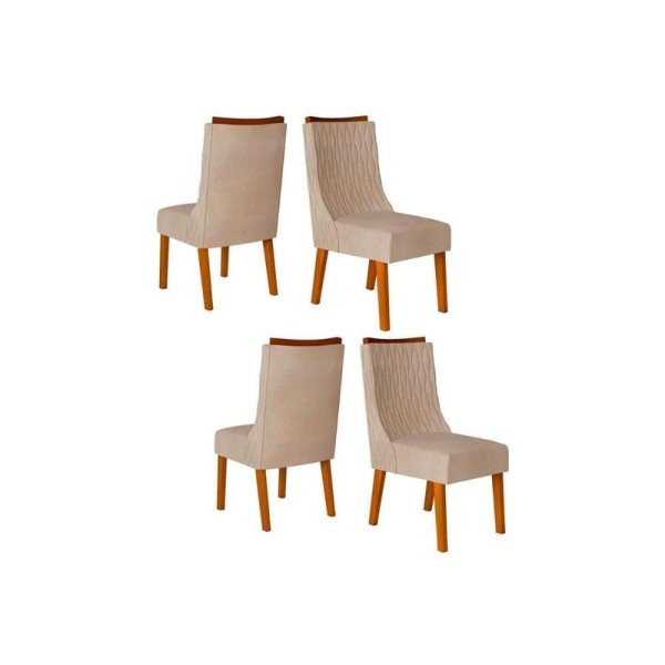 Kit 4 Cadeiras Sala Jantar Jade  4 Un Freijó/linho Saara - 