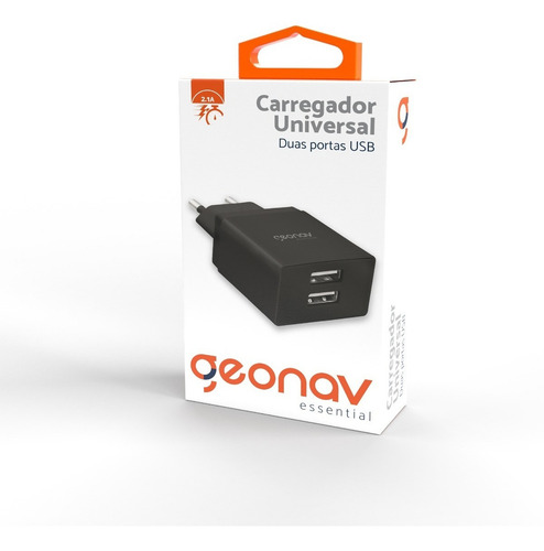 Encontraproduto.com.br - Carregador Universal 2 USB Geonav Preto 10W