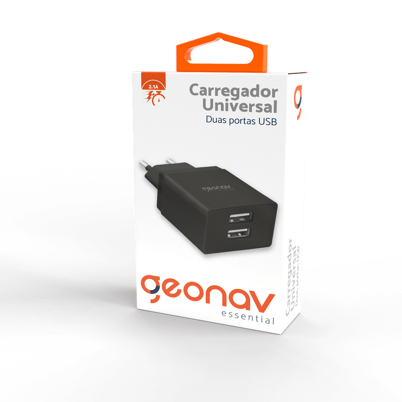 Encontraproduto.com.br - Carregador Universal 2 USB Geonav Preto 10W