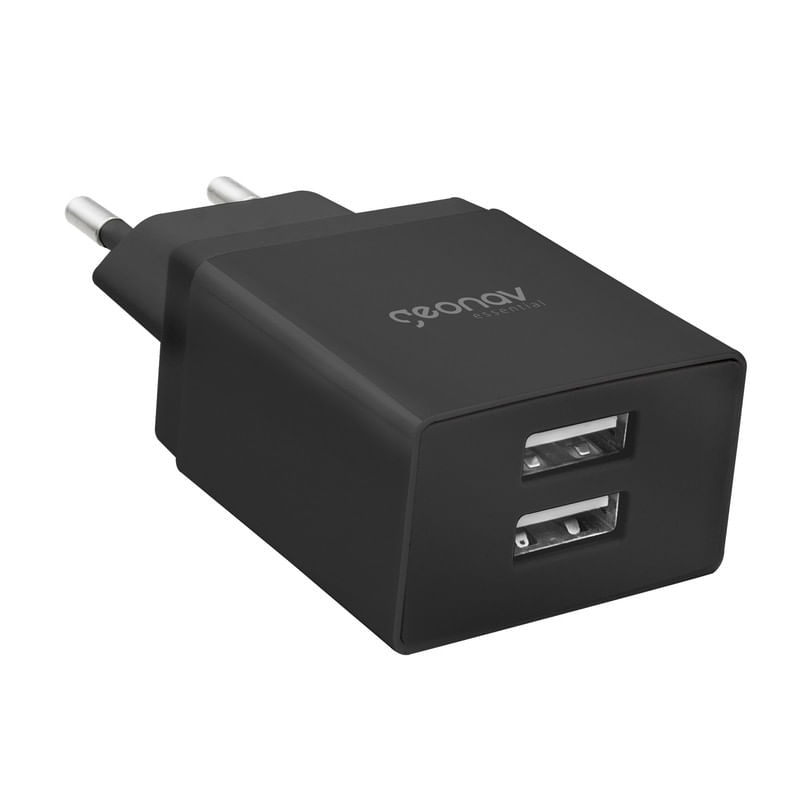 Encontraproduto.com.br - Carregador Universal 2 USB Geonav Preto 10W