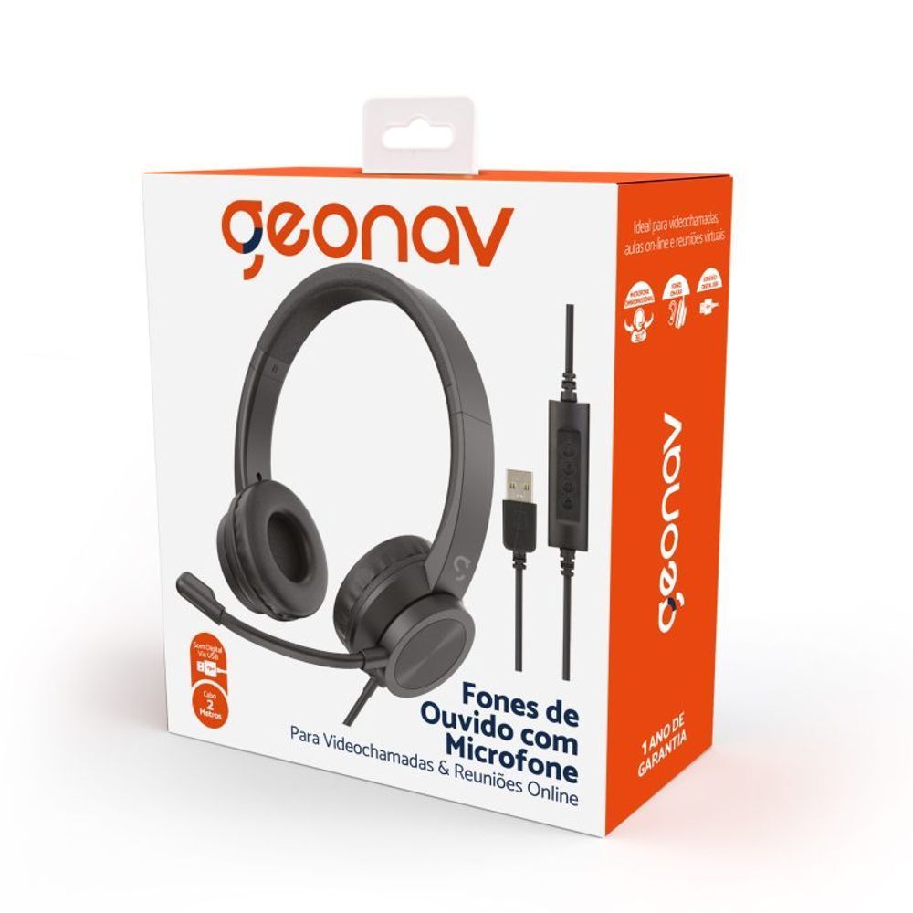 Encontraproduto.com.br - Headset com Microfone USB HSETUBK Geonav