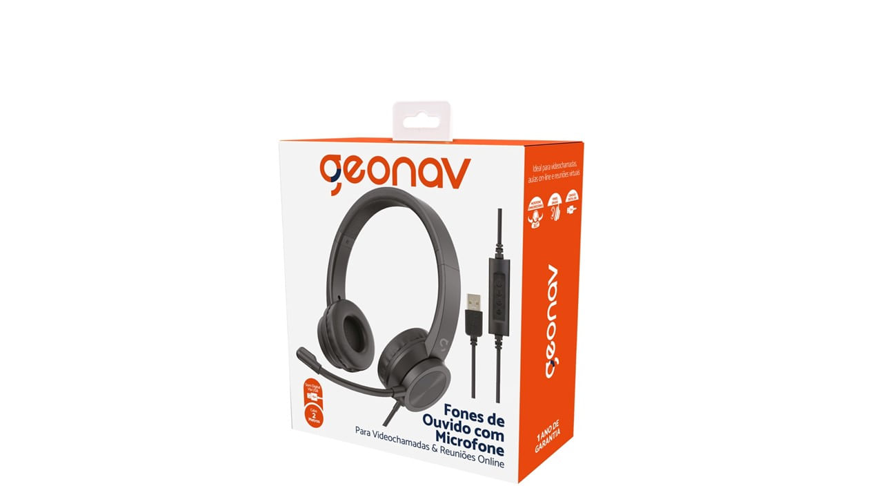 Encontraproduto.com.br - Headset com Microfone USB HSETUBK Geonav