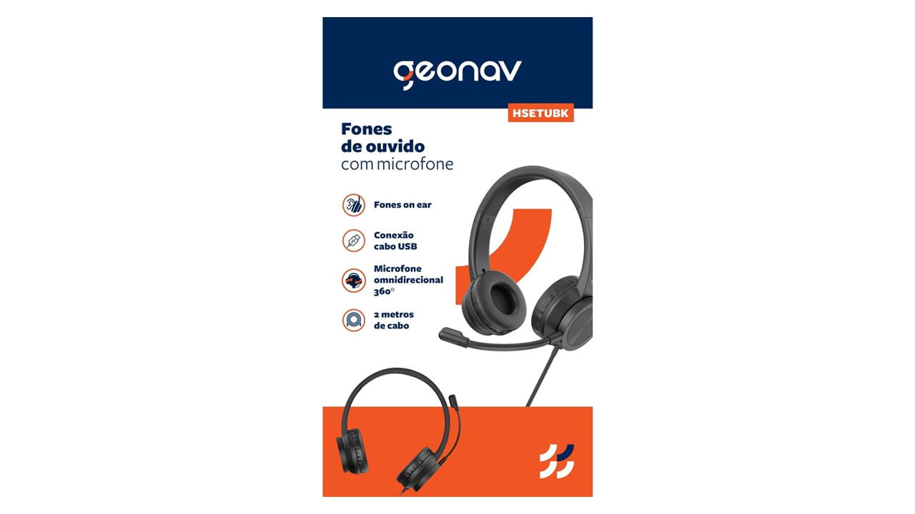 Encontraproduto.com.br - Headset com Microfone USB HSETUBK Geonav