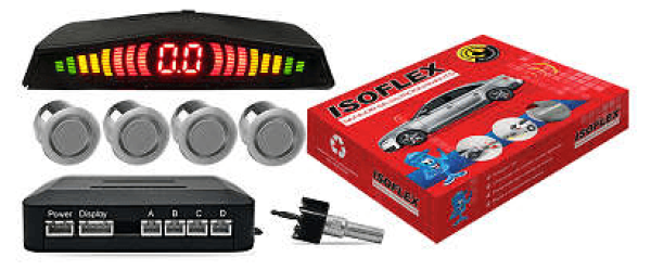 Encontraproduto.com.br - SENSOR ESTACIONAMENTO DISTANCIA SONORO E LED C/MODULO BROCA (KIT) (SENSORES PRATA)
