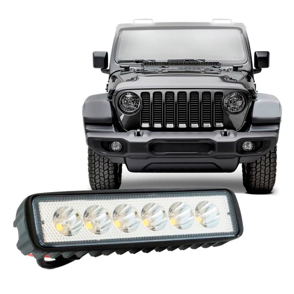 Encontraproduto.com.br - Farol de Milha Auxiliar TK-0008 Retangular 18W 10/30V 6 Leds