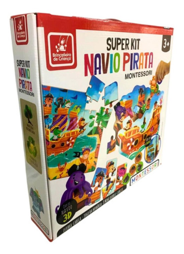 Encontraproduto.com.br - Super Kit Navio Pirata Montessori Brincadeira de Criança 3430 3+