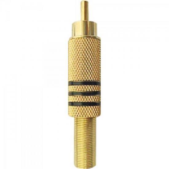 Encontraproduto.com.br - Plug RCA Macho 6/7MM Tarja Preta com Mola FTG Generico