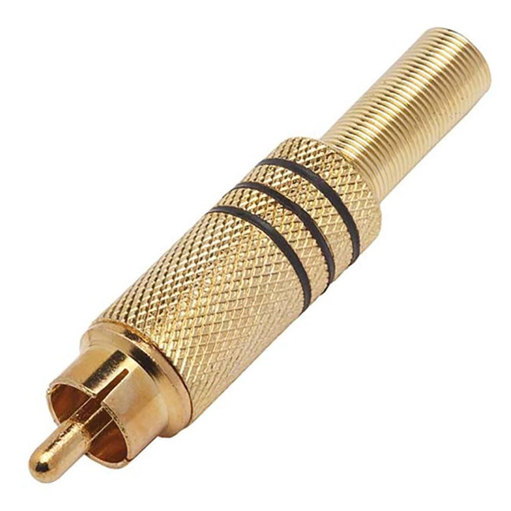 Encontraproduto.com.br - Plug RCA Macho 6/7MM Tarja Preta com Mola FTG Generico