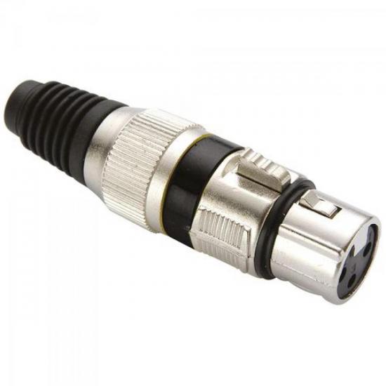 Conector Cannon Fêmea Preto YS1057A-PO Corpo Metálico Genérico pacote Com 5