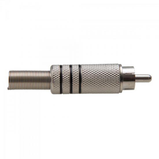 Plug RCA Niquelado Com Mola 3FX 5,8mm Preto Genérico pacote Com 10