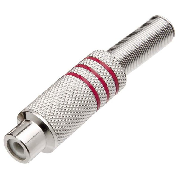 Encontraproduto.com.br - Plug RCA Femea Niquelado com Mola JCRC0003 Vermelho STORM
