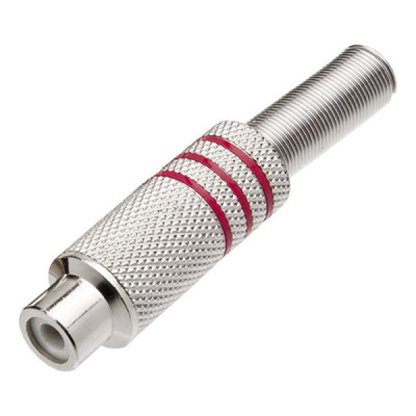 Encontraproduto.com.br - Plug RCA Femea Niquelado com Mola JCRC0003 Vermelho STORM