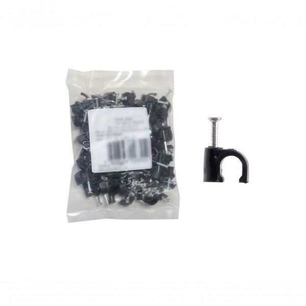 Encontraproduto.com.br - Fixa Fio P/Cabo C/Prego Aco Pr 07Mm 100 Pcs