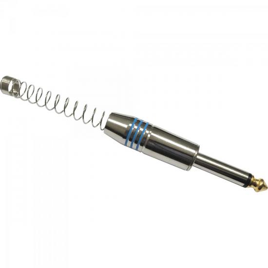 Plug P10 Mono Metal com Mola Espaçada PGPZ0027 Azul Storm pacote Com 10