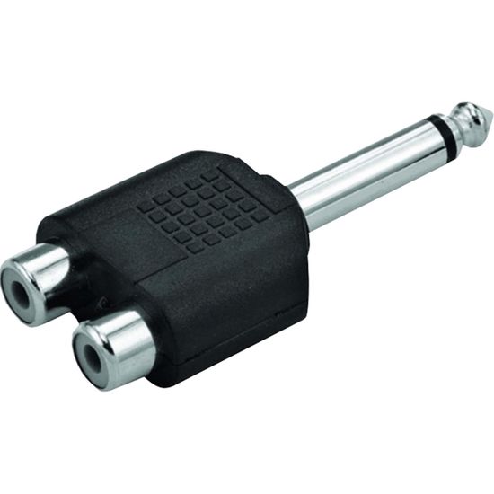 Adaptador P10 Mono x 2 RCA Fêmea Níquel ADAP0030 Preto Storm pacote Com 10