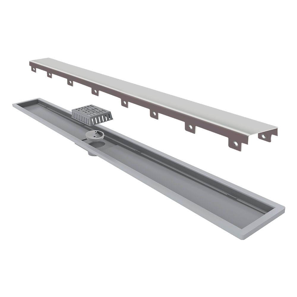 Encontraproduto.com.br - Ralo Linear Elleve Royal 118 100cm com Tampa Inox