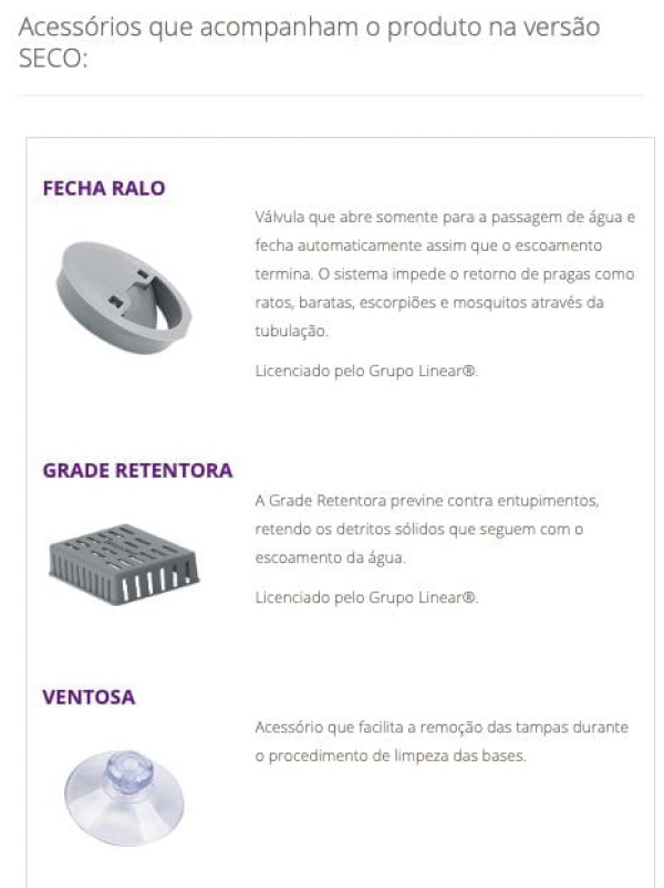 Encontraproduto.com.br - Ralo Linear Elleve Smart Seco 261 70cm com Tampa Inox