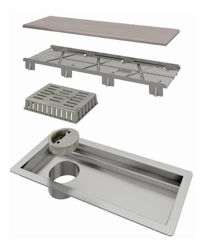 Ralo Linear Elleve Tiny 1801 25cm com Tampa Oculta