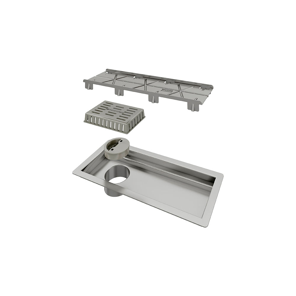Encontraproduto.com.br - Ralo Linear Elleve Tiny 1801 25cm com Tampa Oculta