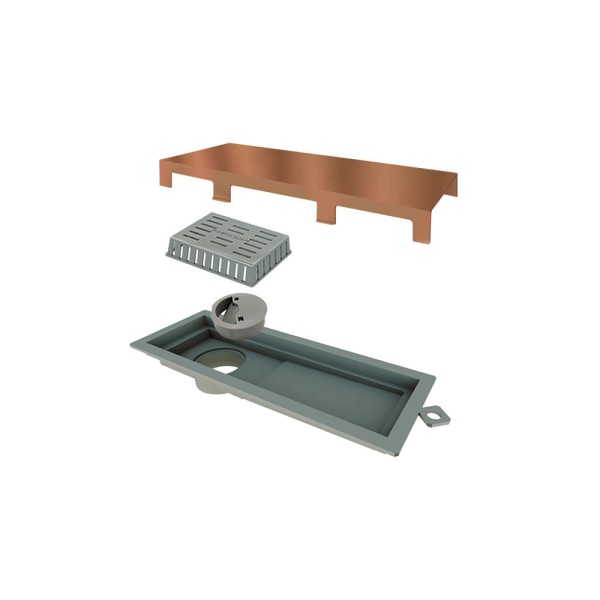 Encontraproduto.com.br - Ralo Linear Elleve Tiny 2920 25cm com Tampa Red Gold