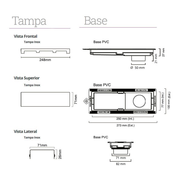 Encontraproduto.com.br - Ralo Linear Elleve Tiny 2920 25cm com Tampa Red Gold
