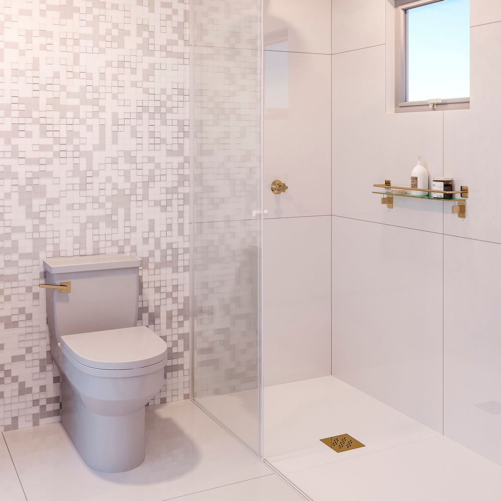Encontraproduto.com.br - Grelha para Ralo Linear Elleve Quadrada 4027 15x15 Gold