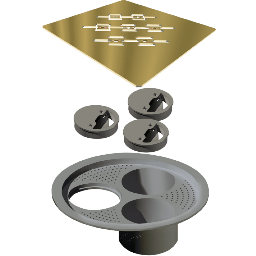 Encontraproduto.com.br - Grelha para Ralo Linear Elleve Quadrada 4027 15x15 Gold