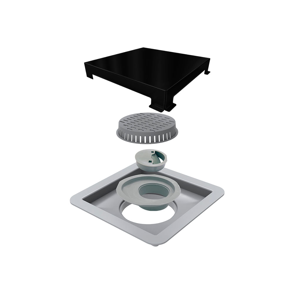 Encontraproduto.com.br - Ralo Linear Elleve Square 4243 15x15 com Tampa Black Matte