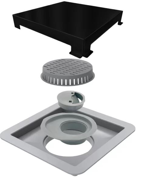 Encontraproduto.com.br - Ralo Linear Elleve Square 4243 15x15 com Tampa Black Matte