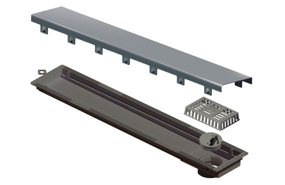 Encontraproduto.com.br - Ralo Linear Elleve Versatile 4252 50cm Saída na Extremidade com Tampa Inox