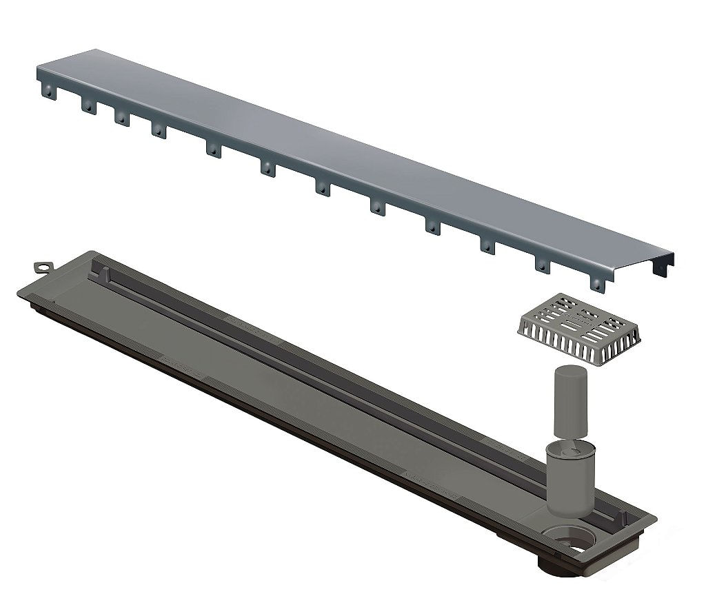 Encontraproduto.com.br - Ralo Linear Elleve Versatile 4252 50cm Saída na Extremidade com Tampa Inox