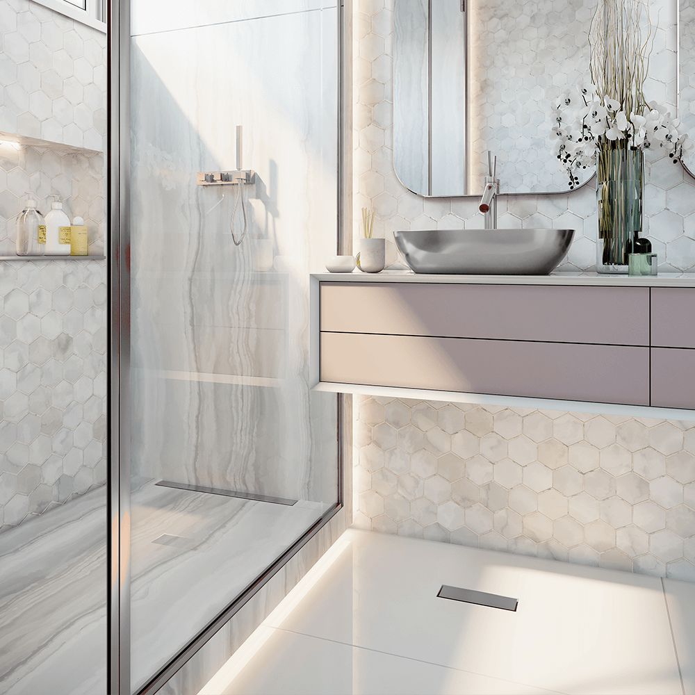 Encontraproduto.com.br - Ralo Linear Elleve Versatile 4252 50cm Saída na Extremidade com Tampa Inox
