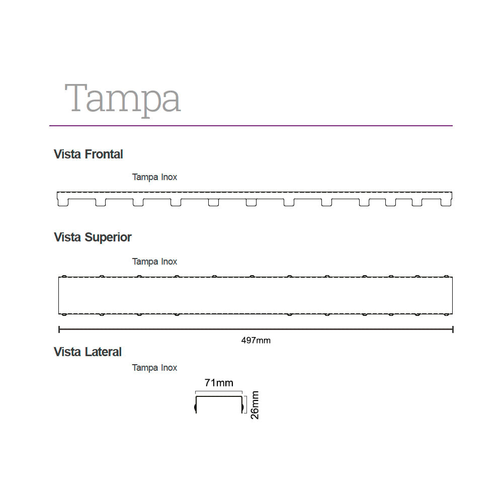 Encontraproduto.com.br - Ralo Linear Elleve Versatile 4254 50cm Saída na Extremidade com Tampa Black Matte