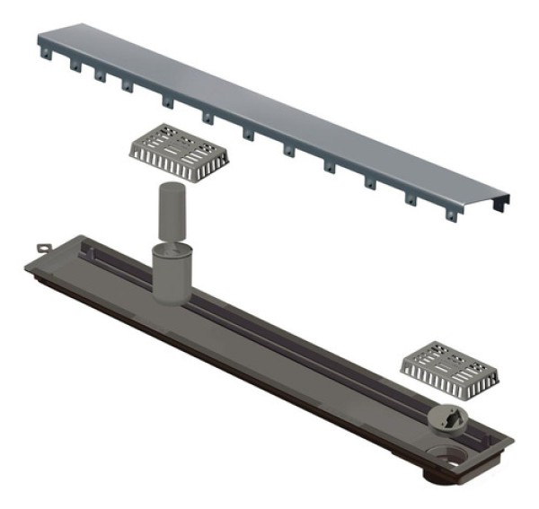 Ralo Linear Elleve Versatile 4258 75cm Saída na Extremidade com Tampa Inox