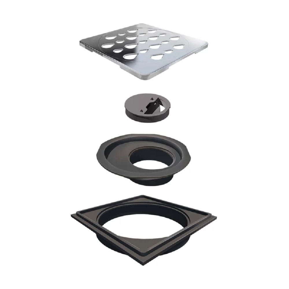 Encontraproduto.com.br - Grelha para Ralo Linear Novii Quadrada 5205 10x10 Aço Inox