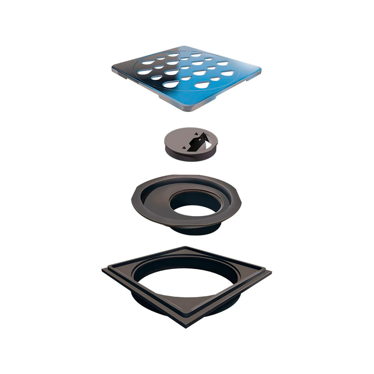 Encontraproduto.com.br - Grelha para Ralo Linear Novii Quadrada 5205 10x10 Aço Inox
