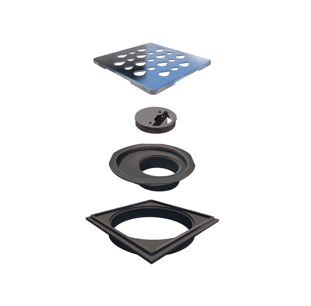 Encontraproduto.com.br - Grelha para Ralo Linear Novii Quadrada 5205 10x10 Aço Inox