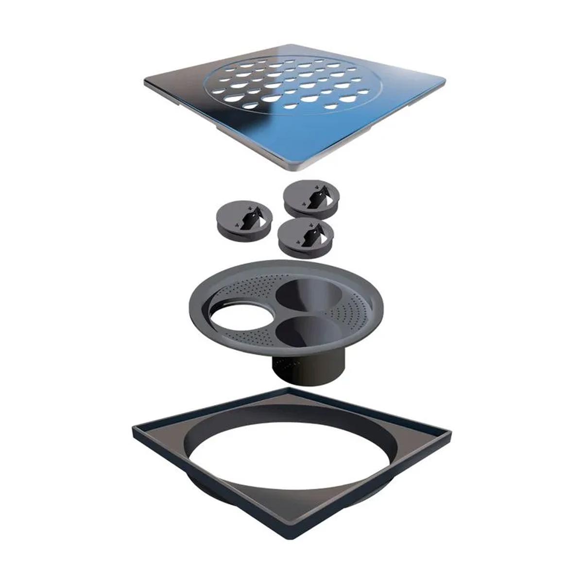 Encontraproduto.com.br - Grelha para Ralo Linear Novii Quadrada 5206 15x15 Aço Inox
