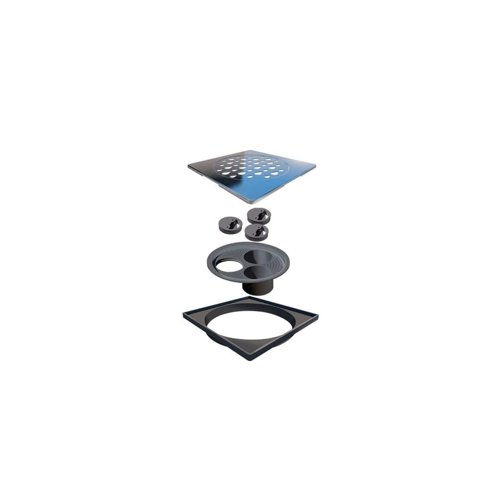 Encontraproduto.com.br - Grelha para Ralo Linear Novii Quadrada 5206 15x15 Aço Inox